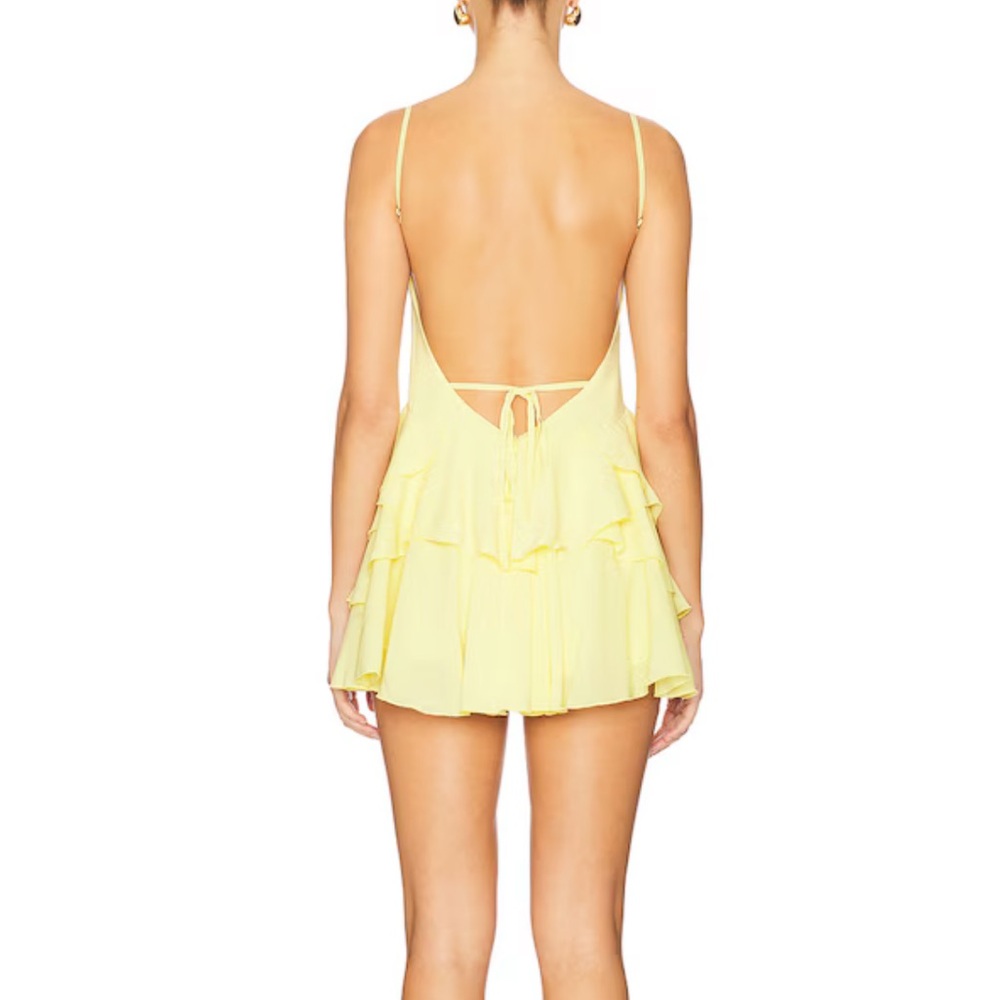 Yellow Tiered Ruffle Mini Dress - Picture 2 of 5